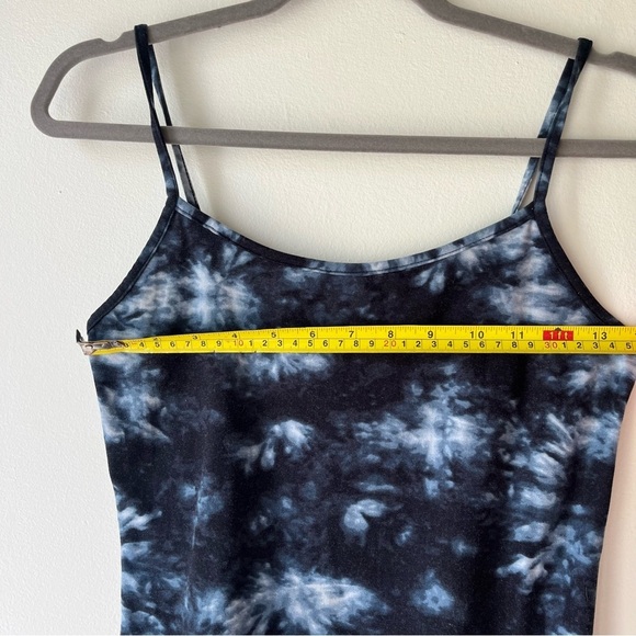Ardene Black Gray Tie-Dye Mini Slip Dress Size M Soft Stretch Spaghetti Strap - Picture 4 of 6